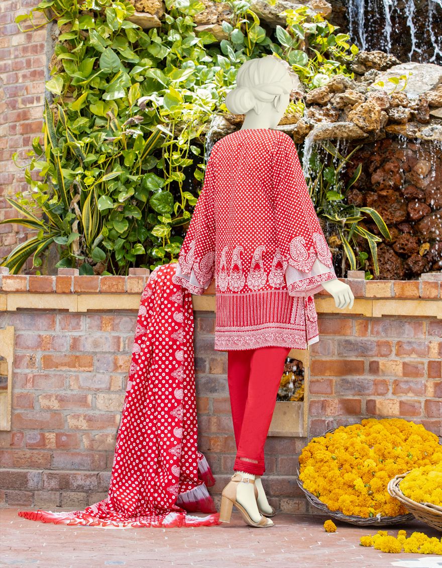 RED LAWN 3PC UNSTITCHED | JLAWN-S-US-21-323 VINE - Image 2