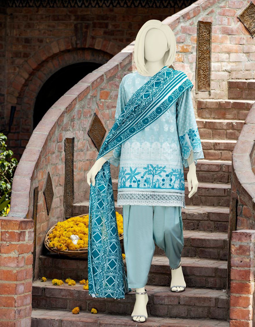 LINING BLUE LAWN 3PC UNSTITCHED | JLAWN-S-US-21-326 MILA - Image 3