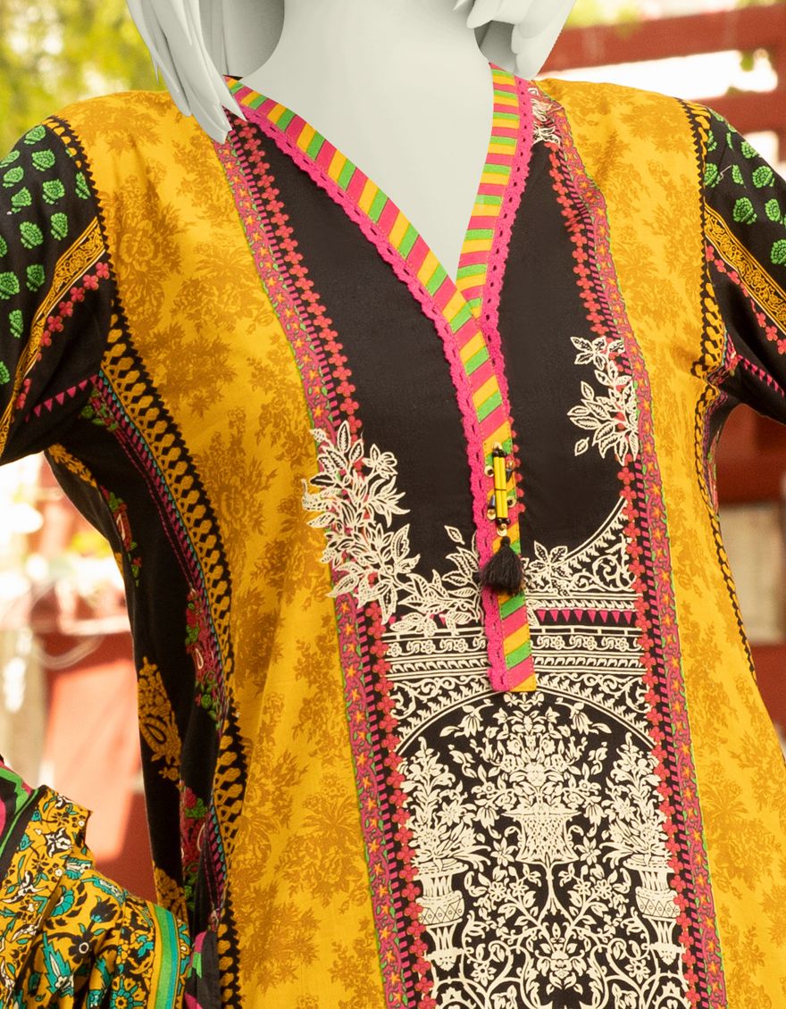 BLACK-YELLOW LAWN 3PC UNSTITCHED | JLAWN-S-US-21-337/A TRIANGLE - Image 3
