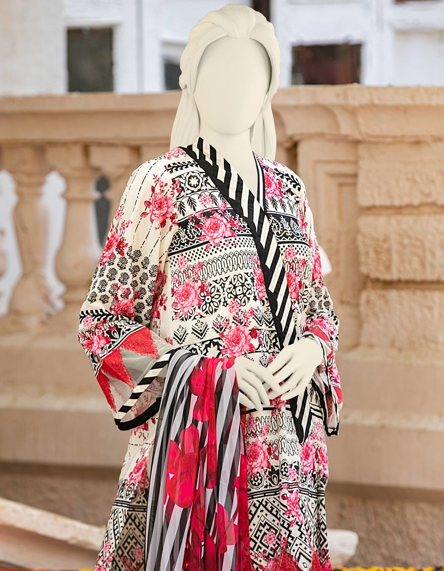 MULTICOLOR LAWN 3PC UNSTITCHED | JLAWN-S-US-21-339/A CAROTTE - Image 3