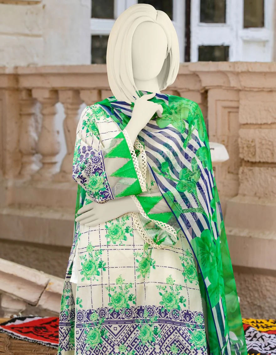 MULTICOLOR LAWN 3PC UNSTITCHED | JLAWN-S-US-21-339/B CAROTTE - Image 2