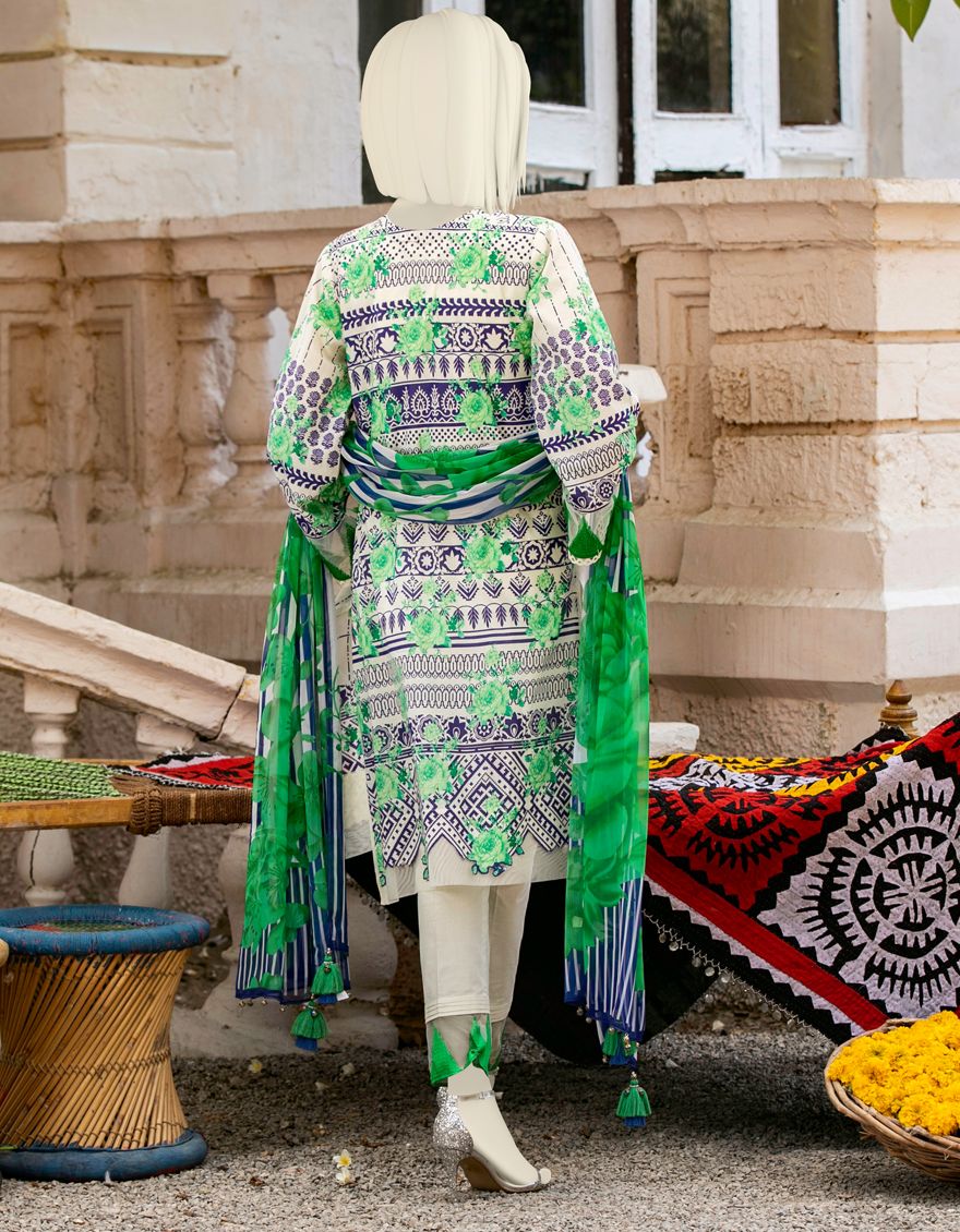 MULTICOLOR LAWN 3PC UNSTITCHED | JLAWN-S-US-21-339/B CAROTTE - Image 3