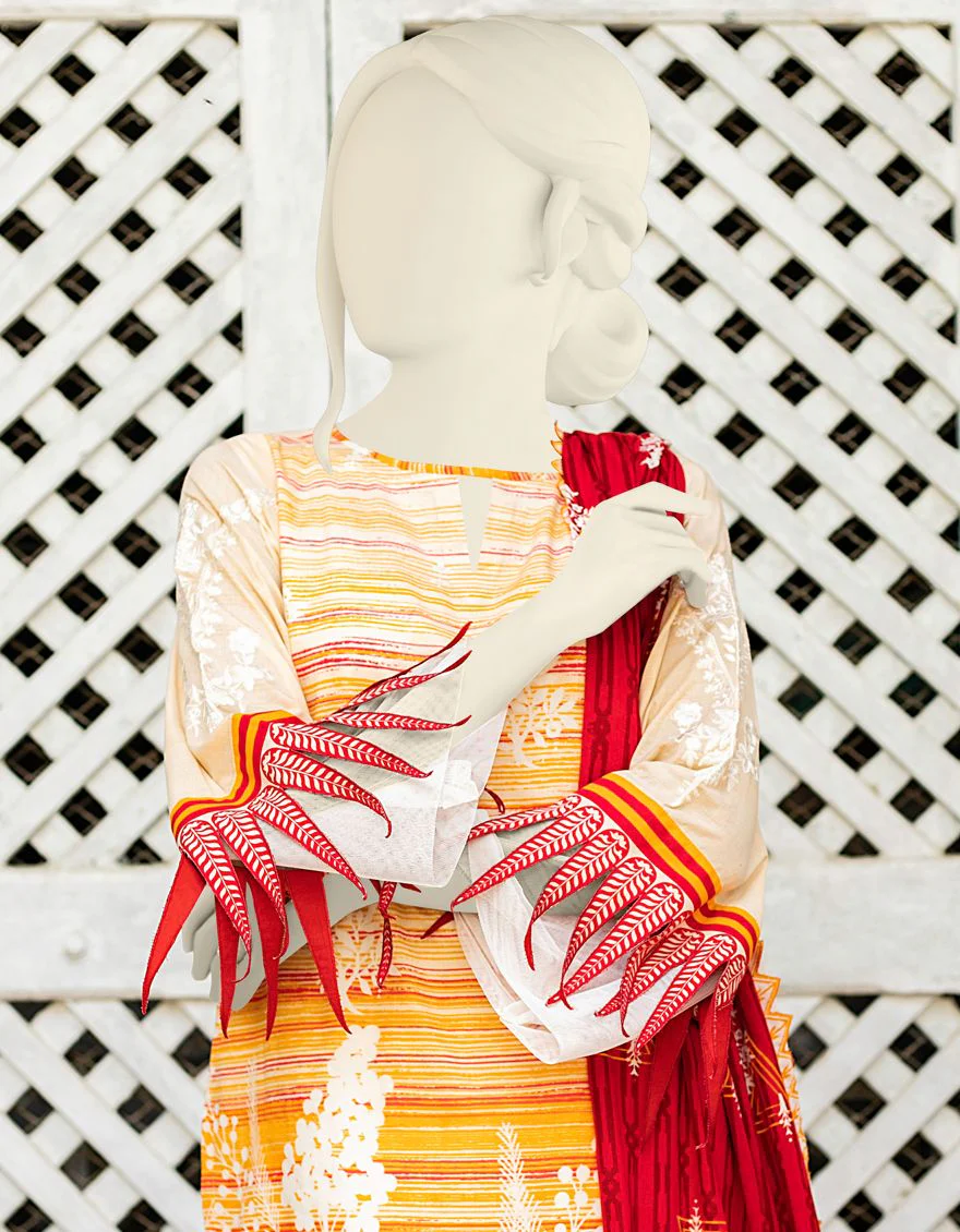 MULTICOLOR LAWN 3PC UNSTITCHED | JLAWN-S-US-21-343 ZAFRAN - Image 2