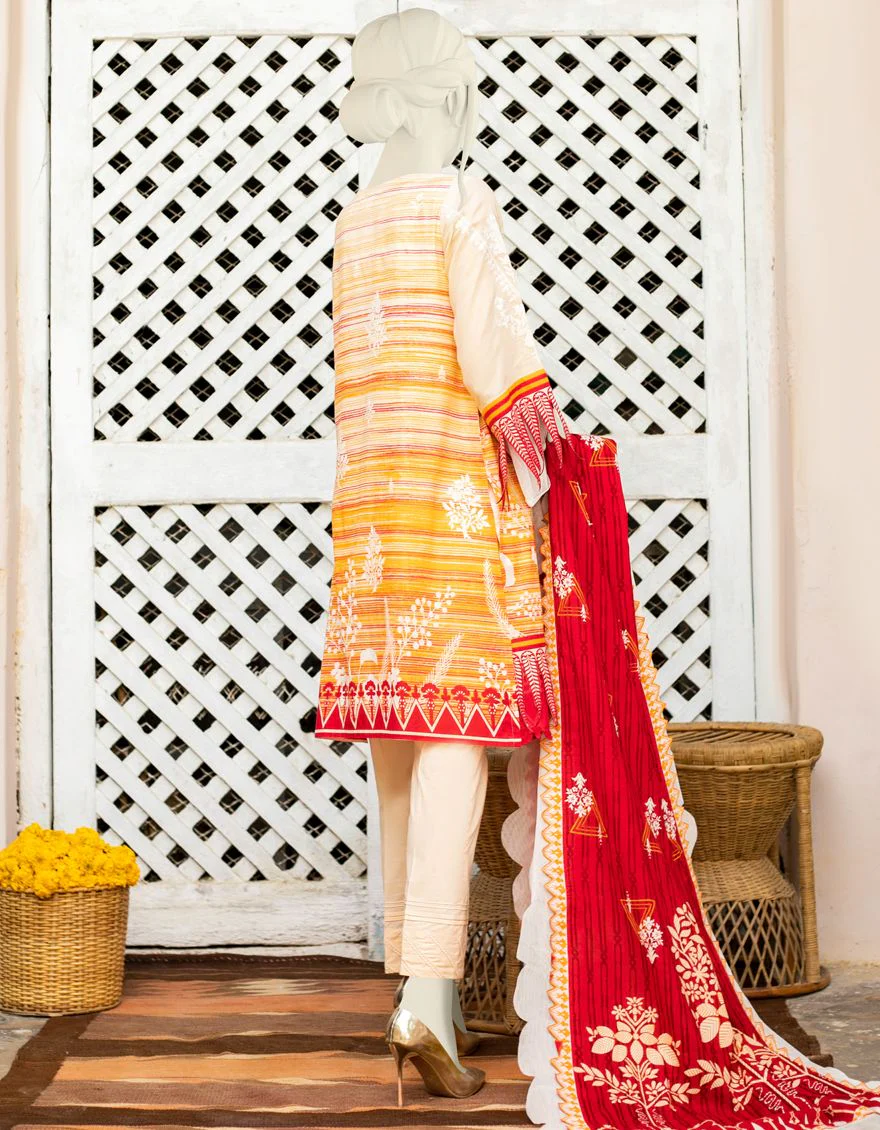 MULTICOLOR LAWN 3PC UNSTITCHED | JLAWN-S-US-21-343 ZAFRAN - Image 3