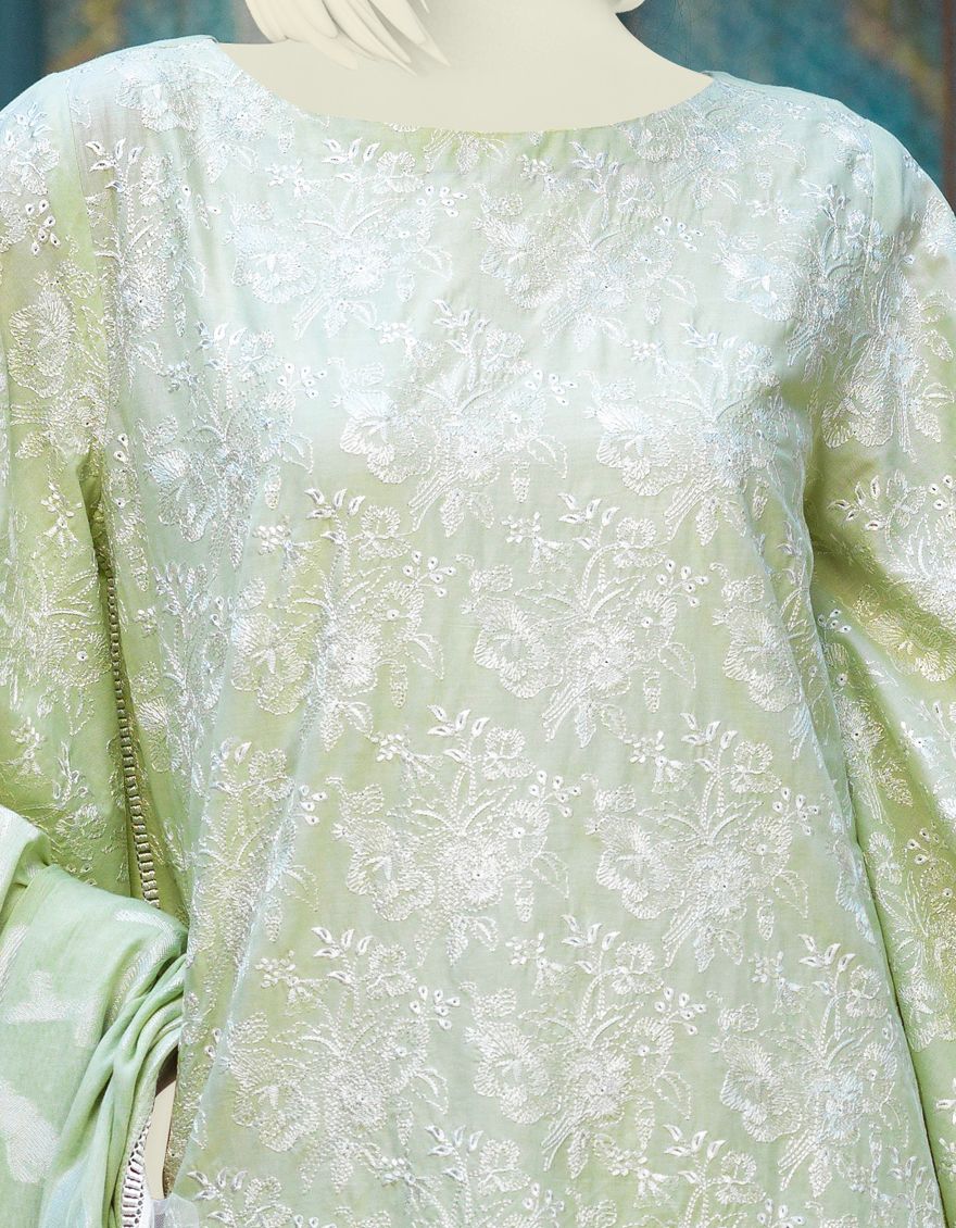 PISTACHIO GREEN LAWN 3PC UNSTITCHED | JLAWN-S-US-21-348 MERCI BEAUCOP - Image 3