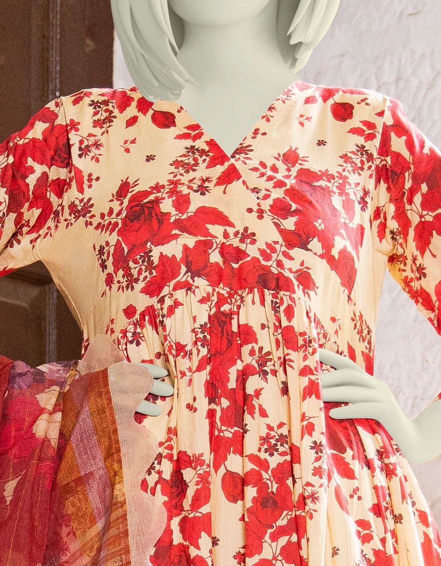 BLOOD RED LAWN 3PC UNSTITCHED | JLAWN-S-US-21-350 IRIS - Image 3