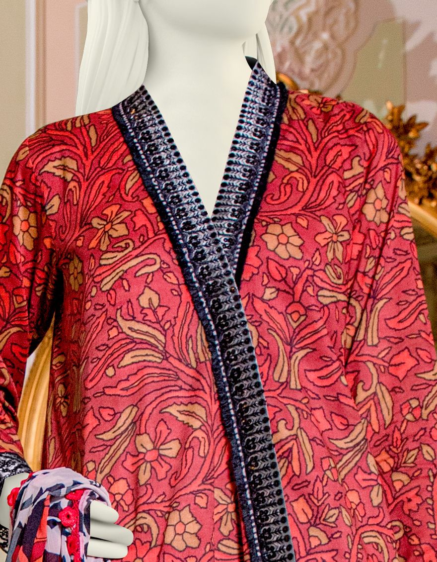 MAROON LAWN 3PC UNSTITCHED | JLAWN-S-US-21-706 BILGAH - Image 2