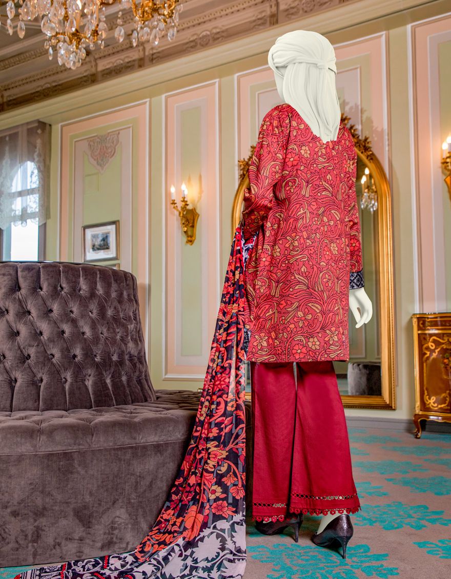 MAROON LAWN 3PC UNSTITCHED | JLAWN-S-US-21-706 BILGAH - Image 3