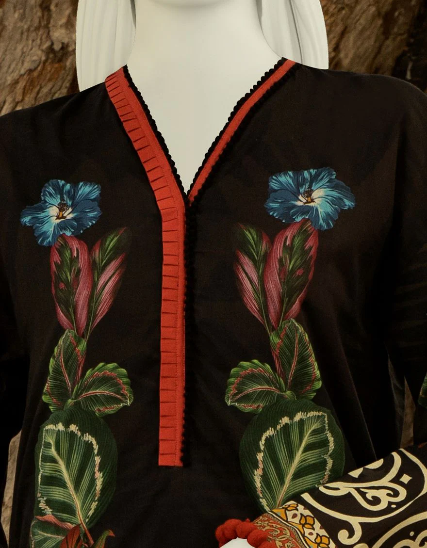 BLACK LAWN 3PC UNSTITCHED | JLAWN-S-US-21-711 RETRO CALICO - Image 2