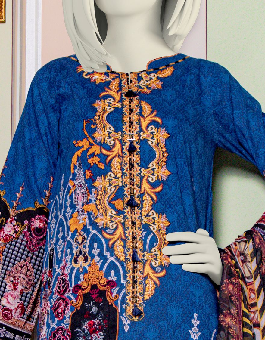 BLUE LAWN 3PC UNSTITCHED | JLAWN-S-US-21-729 LEGACY - Image 2