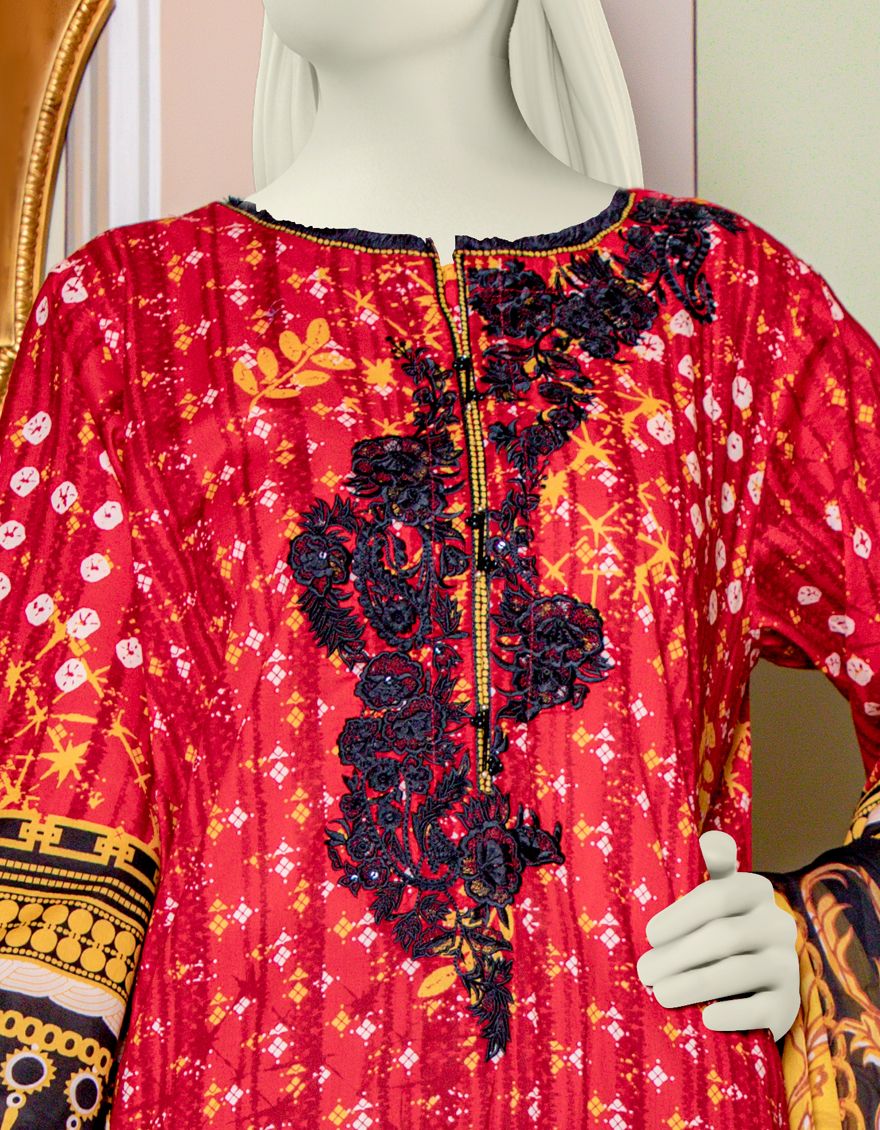 RED LAWN 3PC UNSTITCHED | JLAWN-S-US-21-730 REDDISH - Image 2