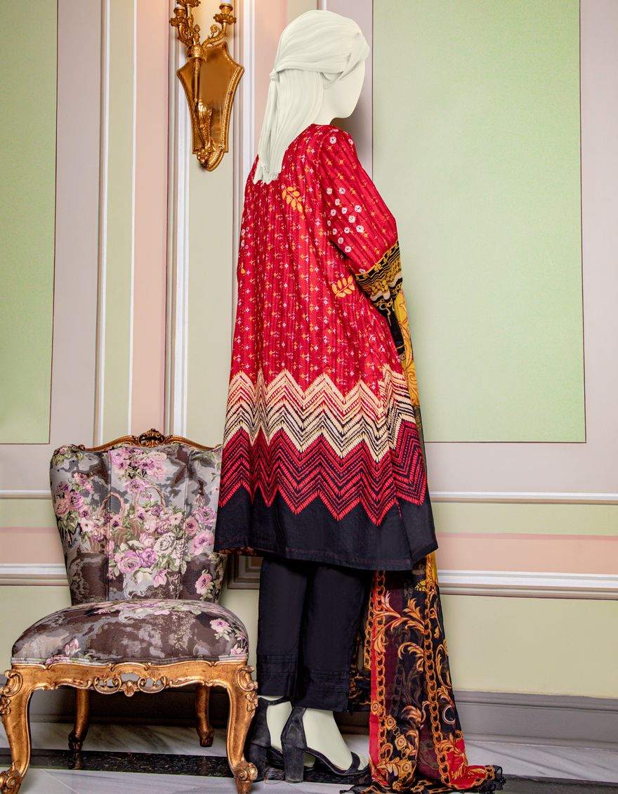 RED LAWN 3PC UNSTITCHED | JLAWN-S-US-21-730 REDDISH - Image 3