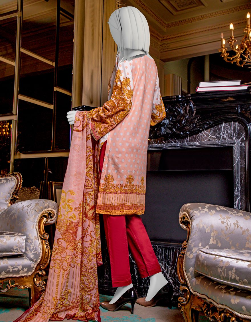 PEACH LAWN 3PC UNSTITCHED | JLAWN-S-US-21-731 ADORN - Image 3