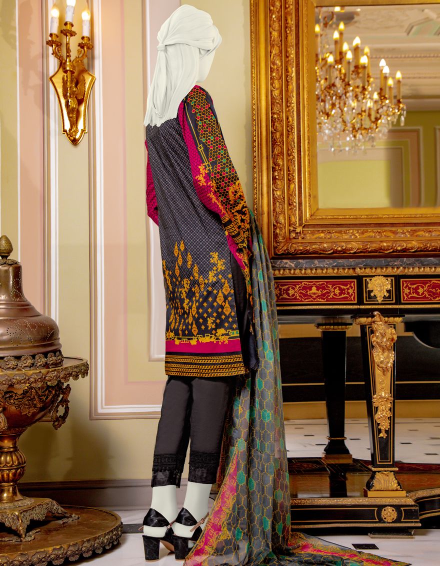 RED-BLACK LAWN 3PC UNSTITCHED | JLAWN-S-US-21-732 BAROQUE - Image 3