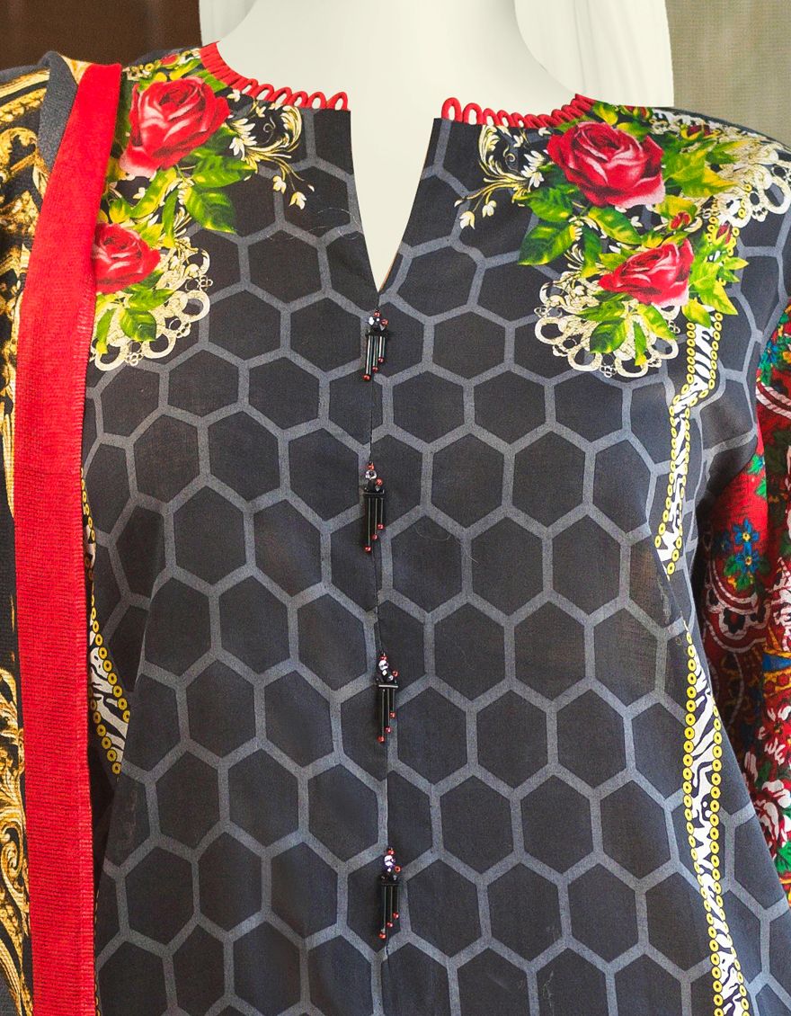 BLACK LAWN 3PC UNSTITCHED | JLAWN-S-US-21-736 DEN - Image 2