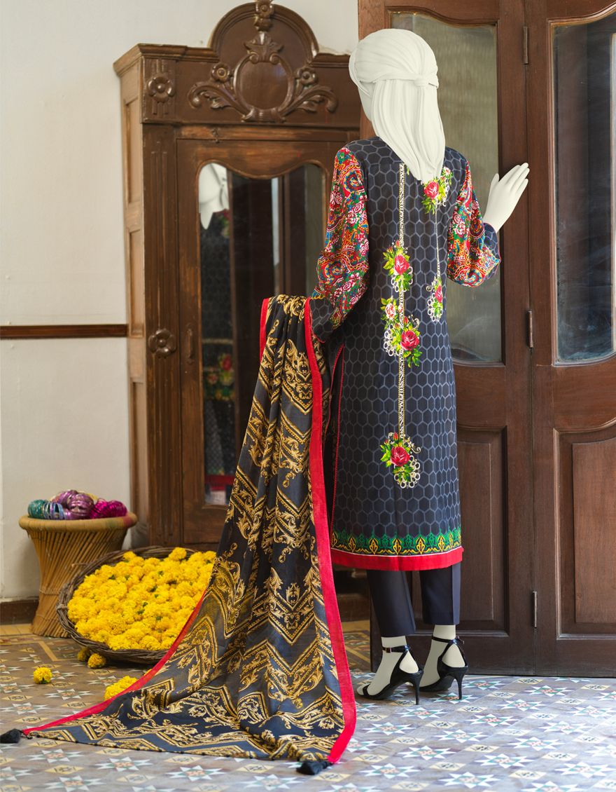 BLACK LAWN 3PC UNSTITCHED | JLAWN-S-US-21-736 DEN - Image 3