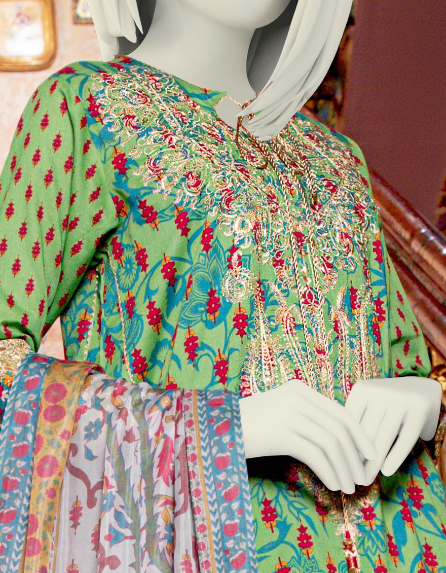 GREEN LAWN 3PC UNSTITCHED | JLAWN-S-US-21-750 MARDAKAN - Image 2