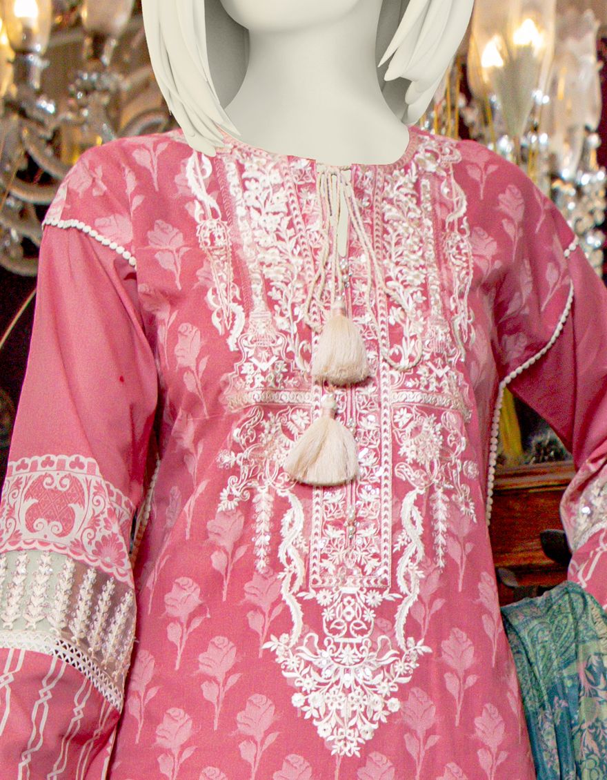 PINK LAWN 3PC UNSTITCHED | JLAWN-S-US-21-752 MAYBELLE - Image 2