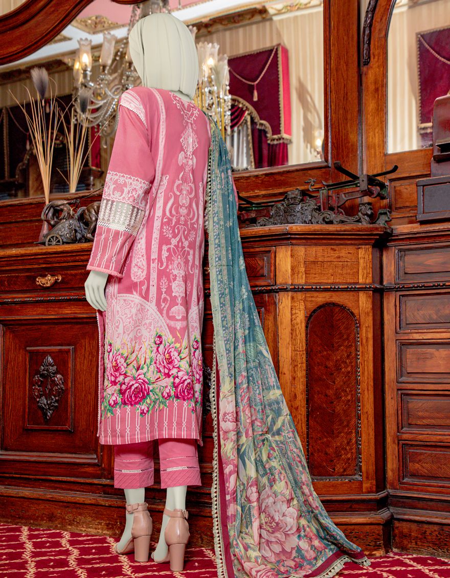 PINK LAWN 3PC UNSTITCHED | JLAWN-S-US-21-752 MAYBELLE - Image 3