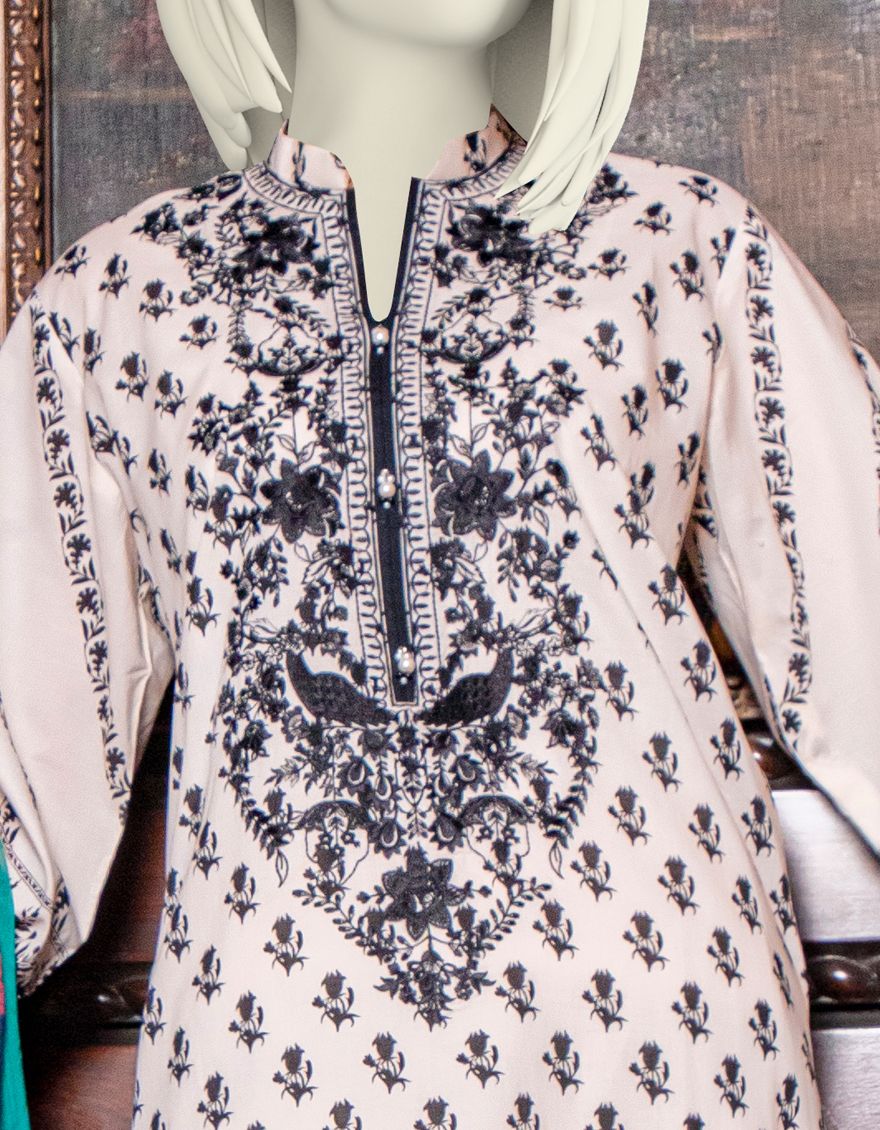 BLACK-BEIGE LAWN 3PC UNSTITCHED | JLAWN-S-US-21-761/B HAVEN - Image 2
