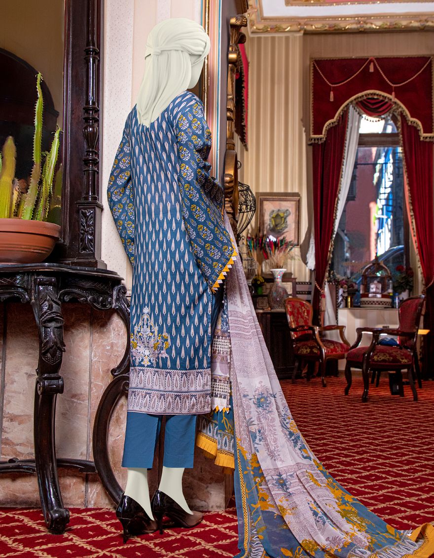 GREY-BLUE LAWN 3PC UNSTITCHED | JLAWN-S-US-21-762/A ELARA - Image 3