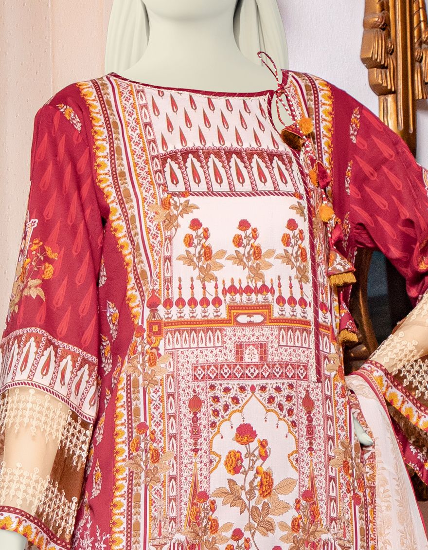 RED LAWN 3PC UNSTITCHED | JLAWN-S-US-21-762/B ELARA - Image 2