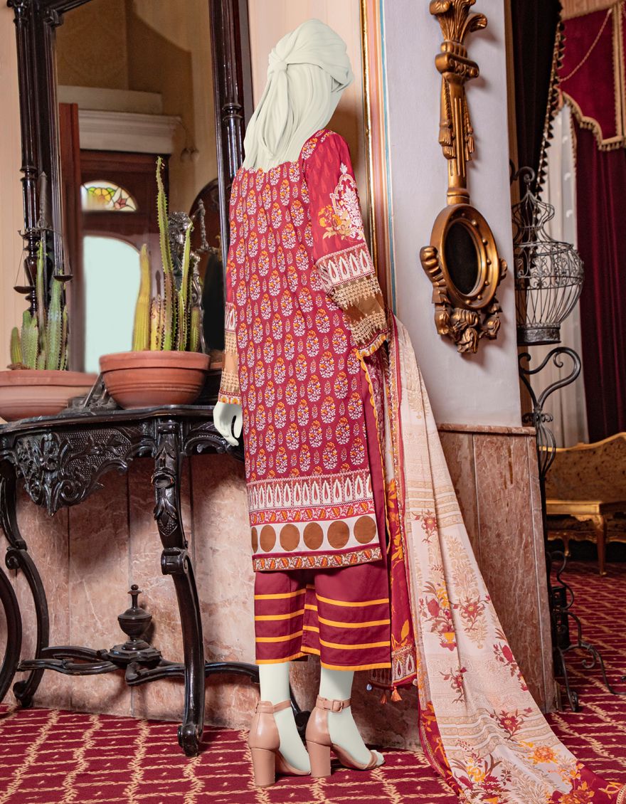 RED LAWN 3PC UNSTITCHED | JLAWN-S-US-21-762/B ELARA - Image 3
