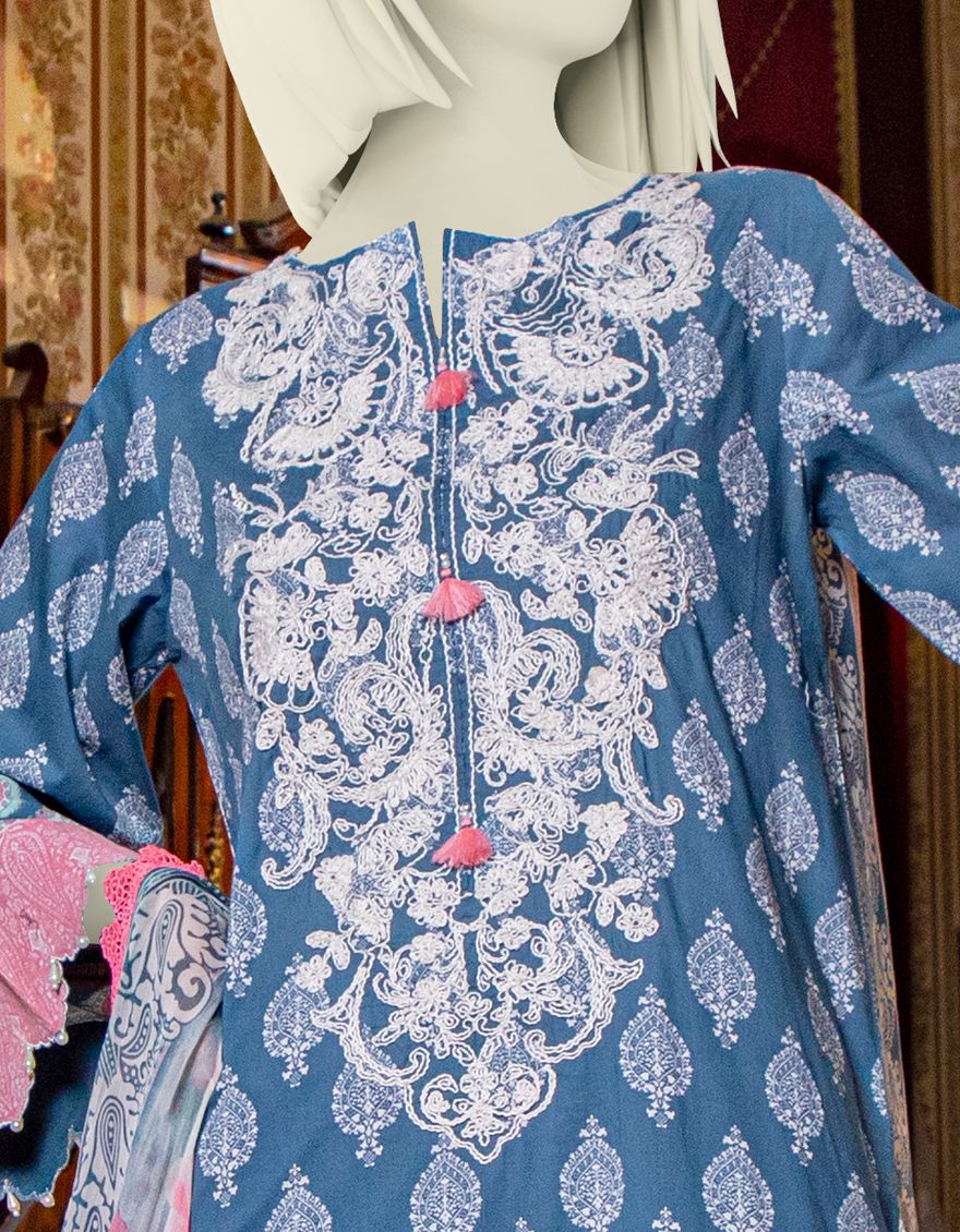 BLUE LAWN 3PC UNSTITCHED | JLAWN-S-US-21-763/A TWYLLA - Image 2
