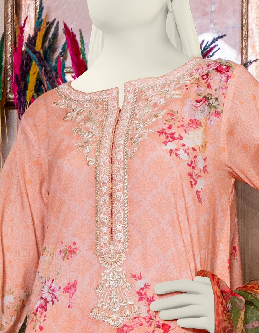 PEACH LAWN 3PC UNSTITCHED | JLAWN-S-US-21-774 APRICOT - Image 2