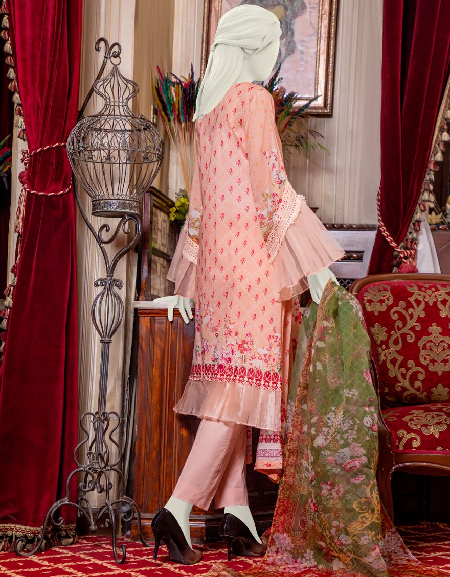 PEACH LAWN 3PC UNSTITCHED | JLAWN-S-US-21-774 APRICOT - Image 3