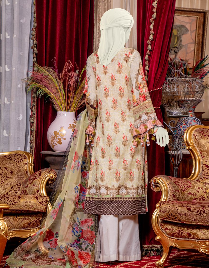 MULTICOLOR LAWN 3PC UNSTITCHED | JLAWN-S-US-21-776 GOLD BEIGE - Image 3