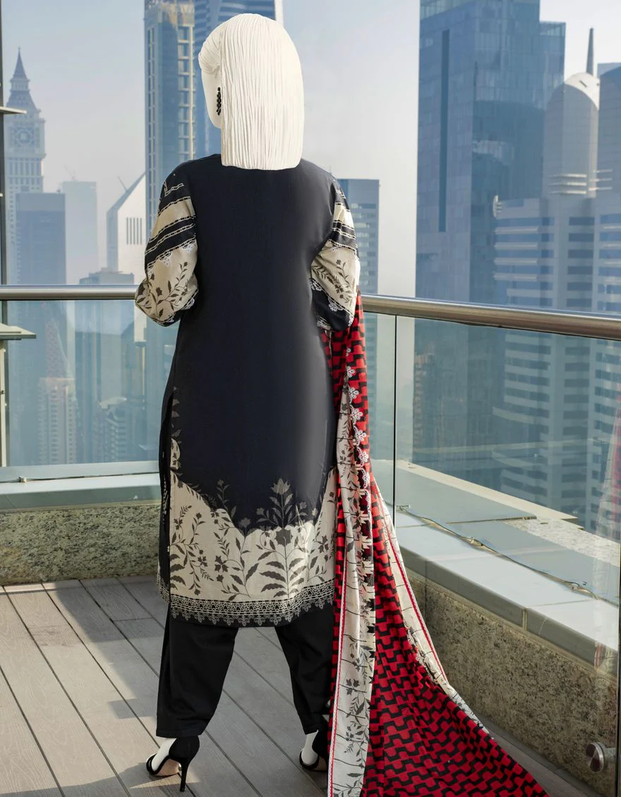 BLACK LAWN 3PC STITCHED | JLAWN-S-US-22-003/S MANGOLIA - Image 2