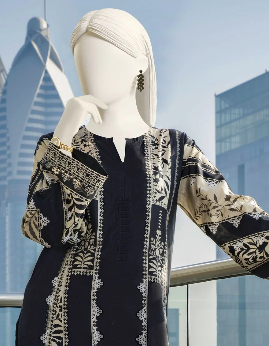 BLACK LAWN 3PC STITCHED | JLAWN-S-US-22-003/S MANGOLIA - Image 3