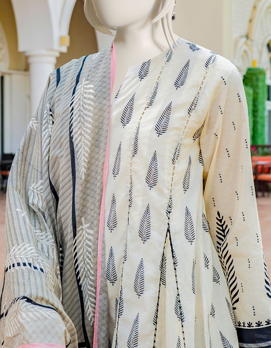 OFF WHITE LAWN 3PC UNSTITCHED | JLAWN-S-US-22-018 QUARTZ - Image 2