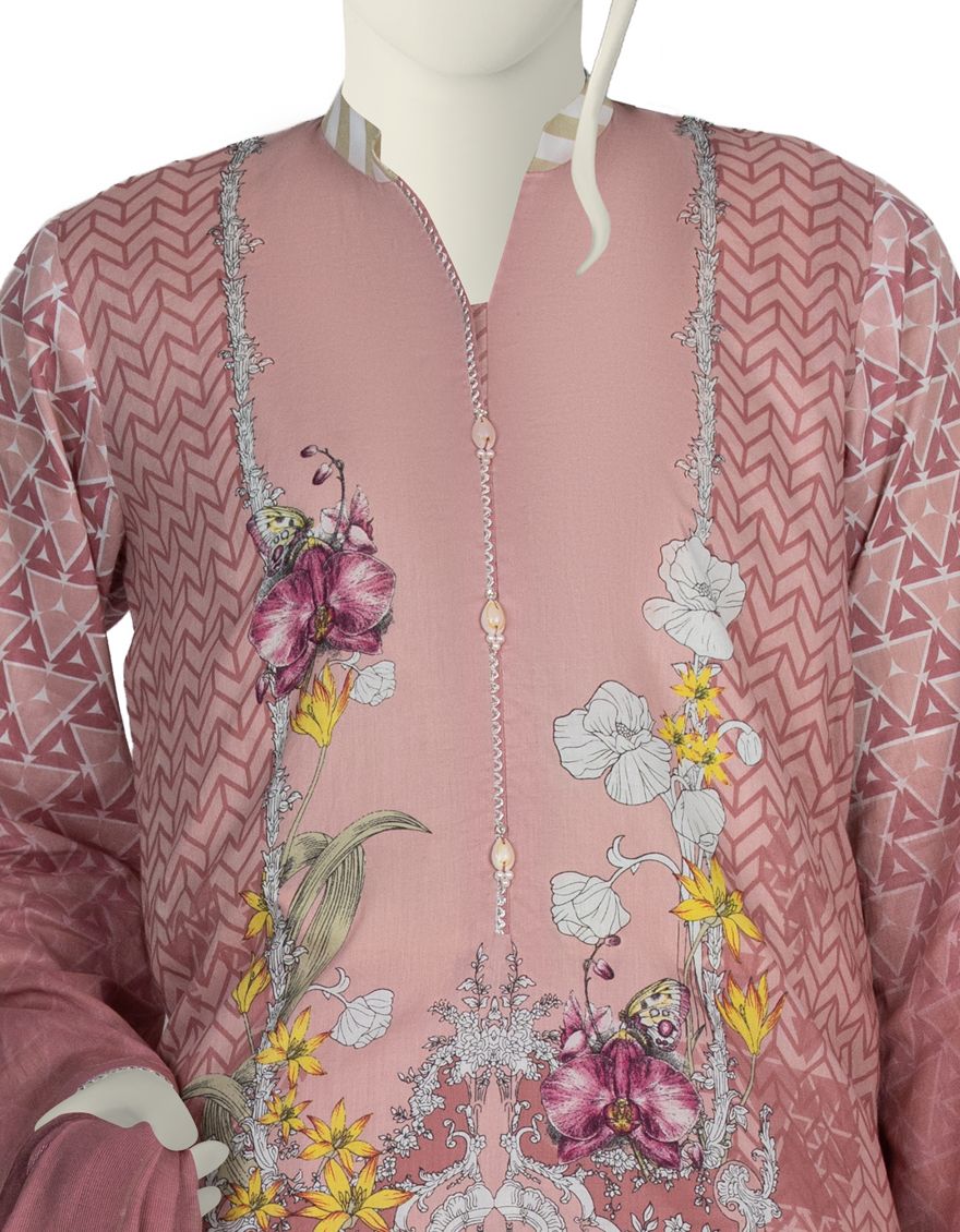 PINK LAWN 3PC STITCHED | JLAWN-S-US-22-024/S FLEECY - Image 3