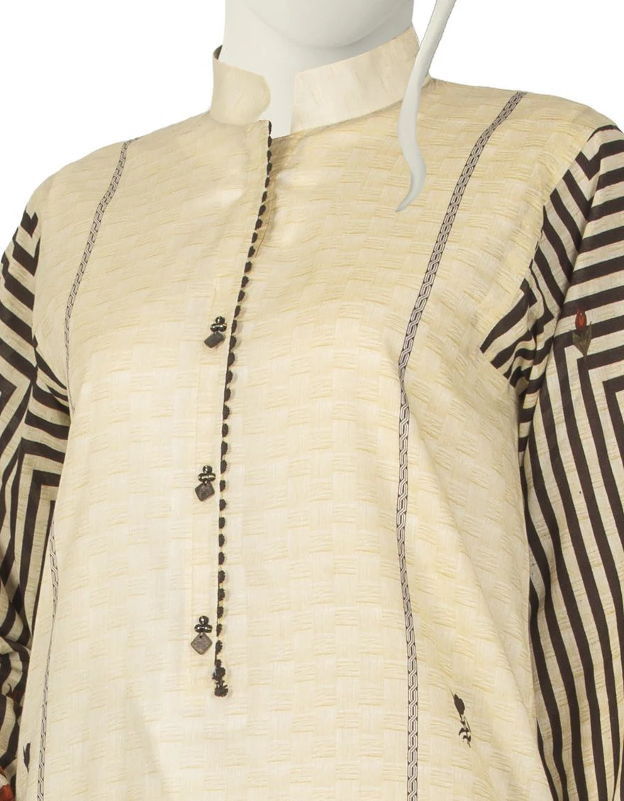 CREAM LAWN 3PC STITCHED | JLAWN-S-US-22-025/S FLORAL GAUGE - Image 3