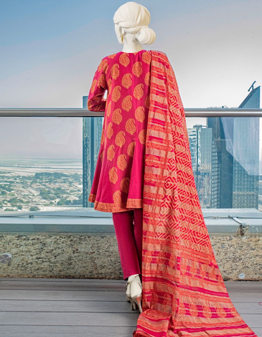 RED LAWN 3PC UNSTITCHED | JLAWN-S-US-22-028 ITSUKI - Image 3