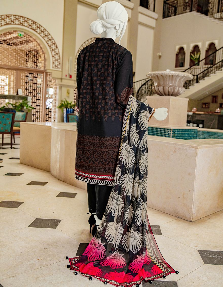 BLACK LAWN 3PC UNSTITCHED | JLAWN-S-US-22-033 PANKHRI - Image 2