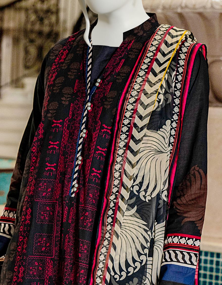 BLACK LAWN 3PC UNSTITCHED | JLAWN-S-US-22-033 PANKHRI - Image 3