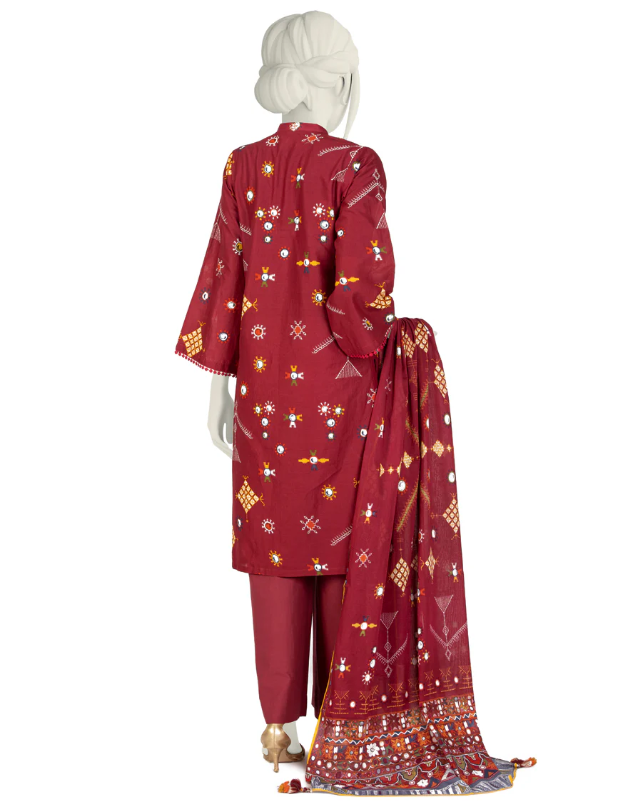 MAROON LAWN 3PC STITCHED | JLAWN-S-US-22-038/S LAYI - Image 3