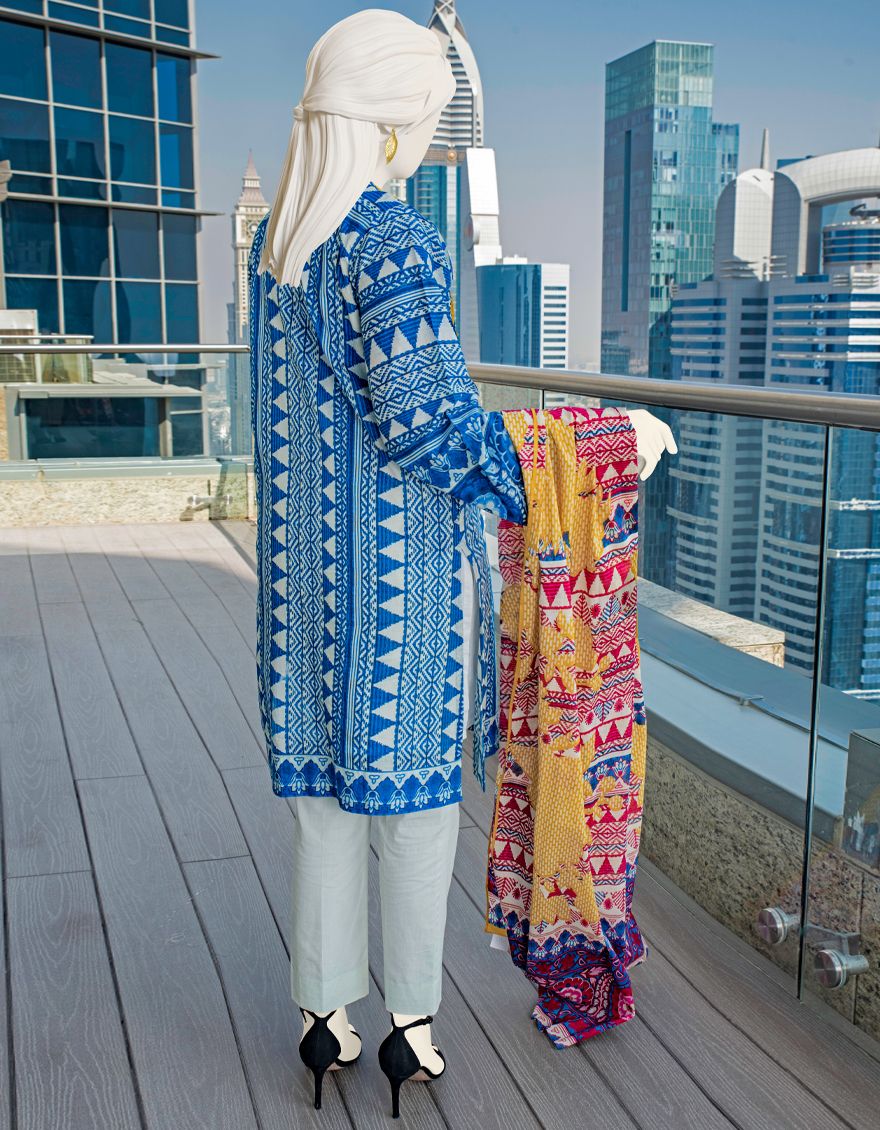BLUE LAWN 3PC UNSTITCHED | JLAWN-S-US-22-039 FUJI - Image 4
