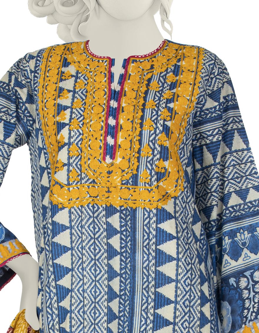 BLUE LAWN 3PC STITCHED | JLAWN-S-US-22-039/S FUJI - Image 3