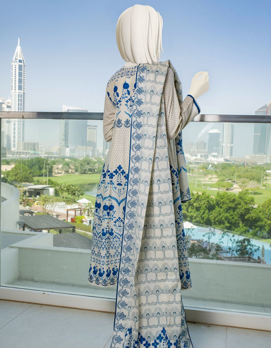 OFF WHITE LAWN 3PC STITCHED | JLAWN-S-US-22-042/S AZURE - Image 2