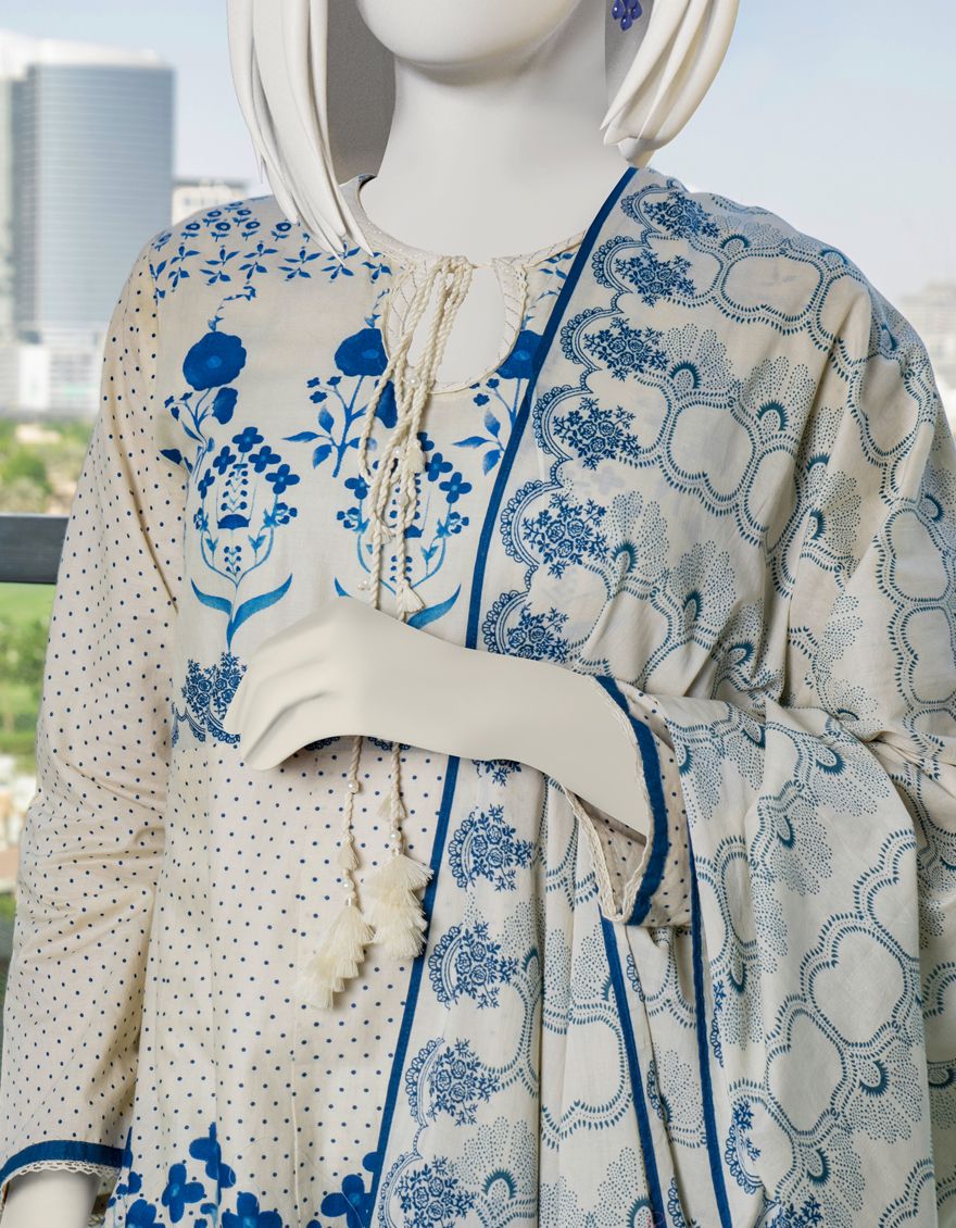 OFF WHITE LAWN 3PC STITCHED | JLAWN-S-US-22-042/S AZURE - Image 3