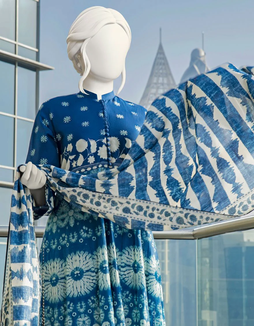 BLUE LAWN 3PC STITCHED | JLAWN-S-US-22-043/S NOOR - Image 3