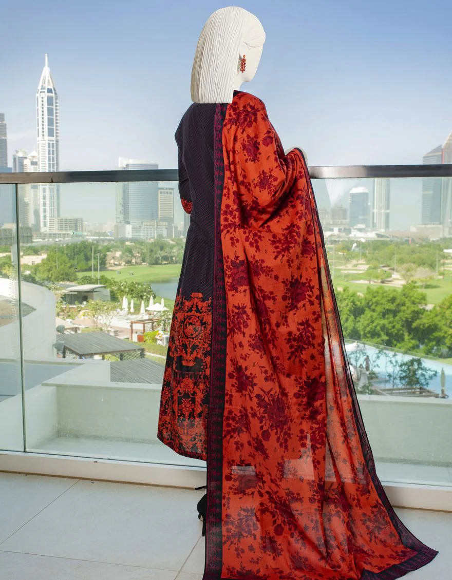BLACK LAWN 3PC STITCHED | JLAWN-S-US-22-045/S SOKUT-1-22 - Image 2