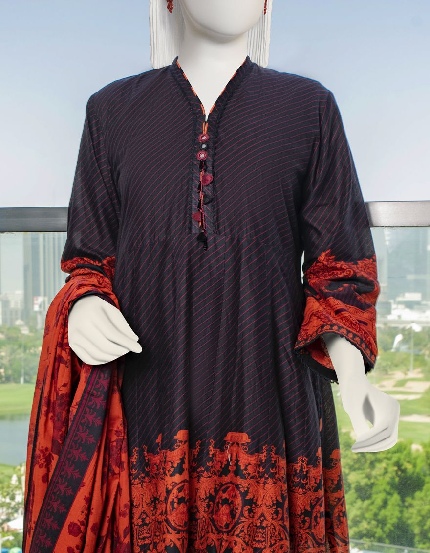 BLACK LAWN 3PC STITCHED | JLAWN-S-US-22-045/S SOKUT-1-22 - Image 3