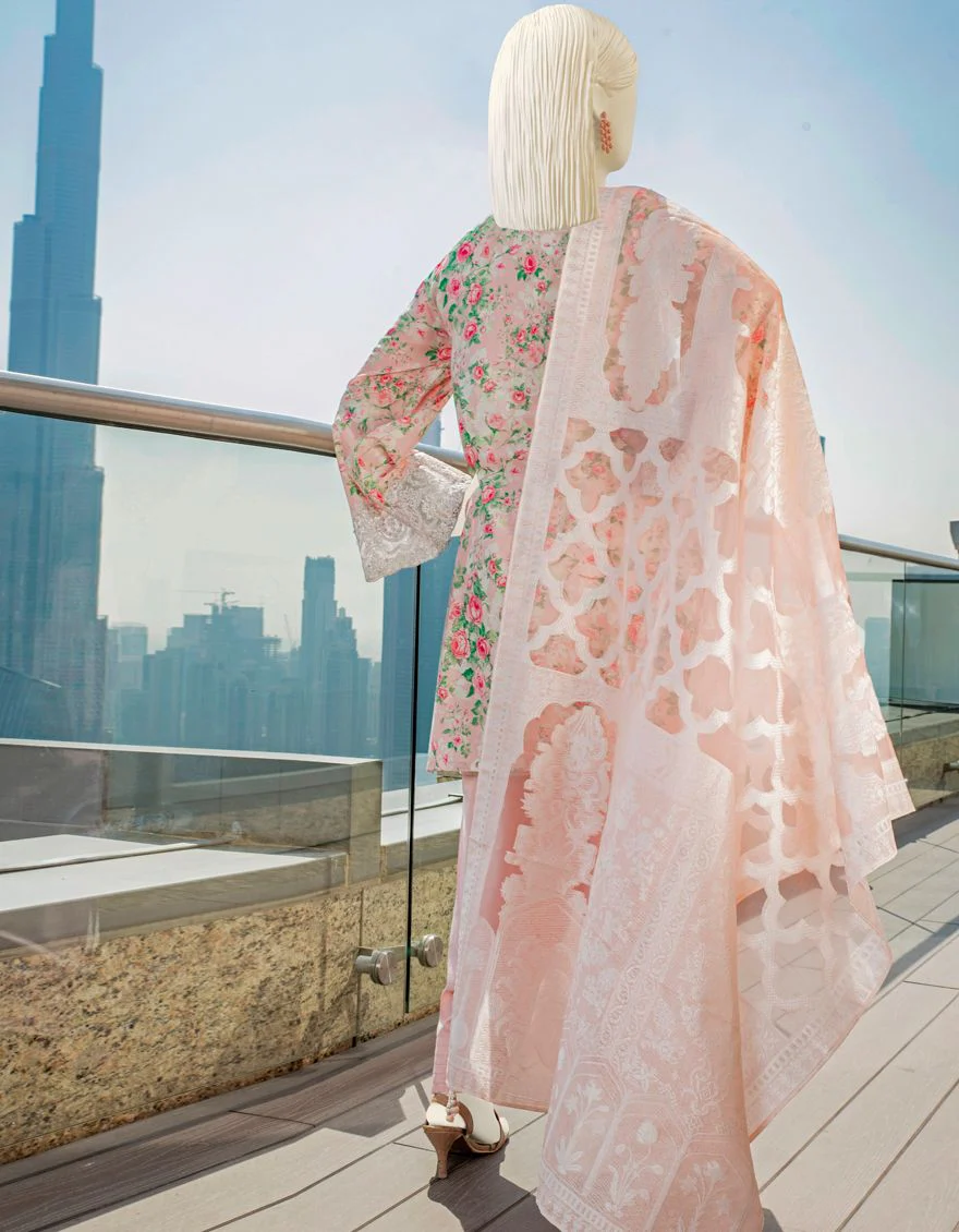 PINK LAWN 3PC UNSTITCHED | JLAWN-S-US-22-047 MEHTAB - Image 2