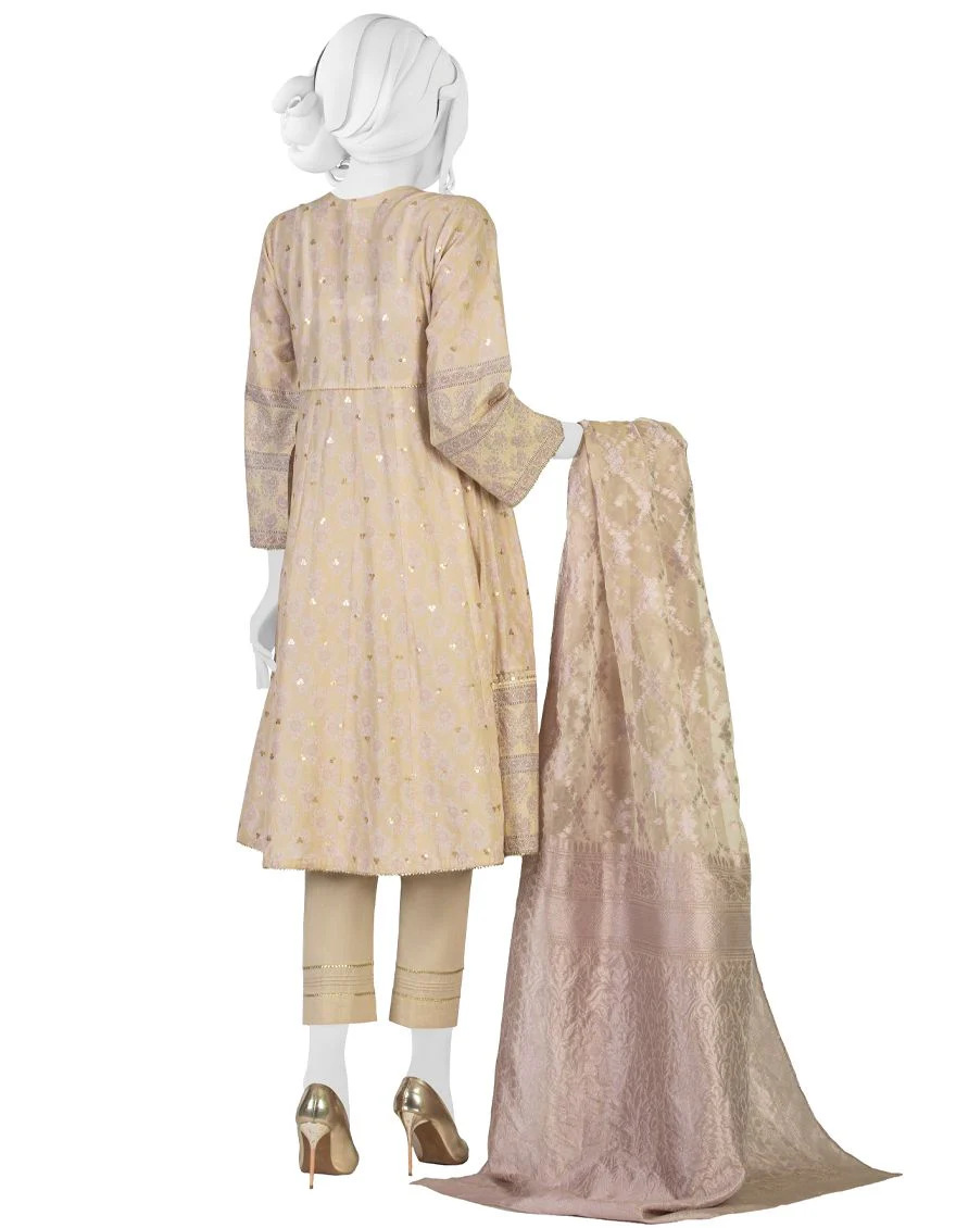 BEIGE 3PC UNSTITCHED | JLAWN-S-US-22-050 TREFLE - Image 2