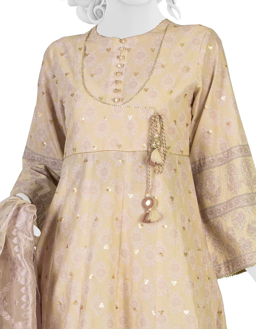 BEIGE 3PC UNSTITCHED | JLAWN-S-US-22-050 TREFLE - Image 3